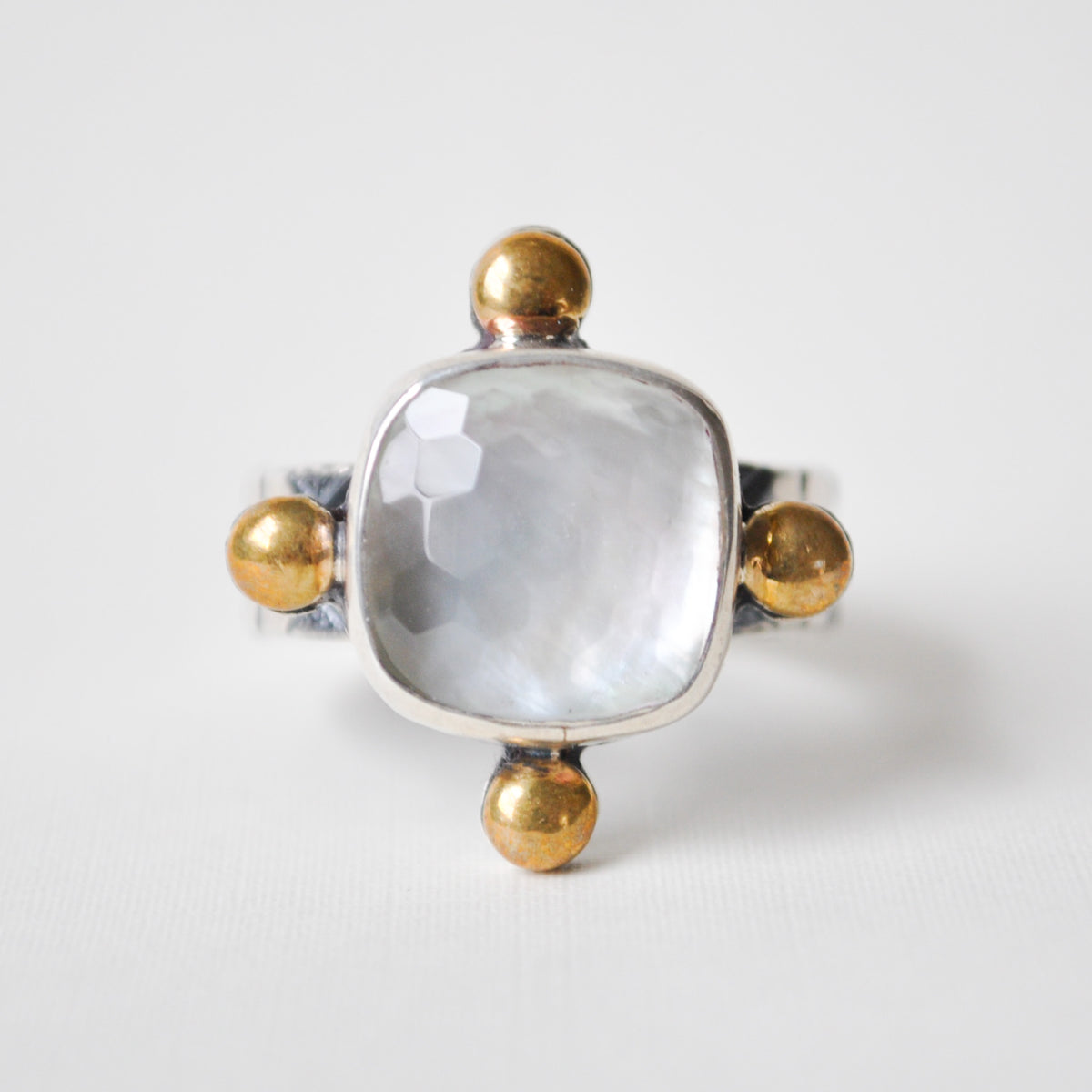 Mother of Pearl Doublet Compass Ring—Size 9