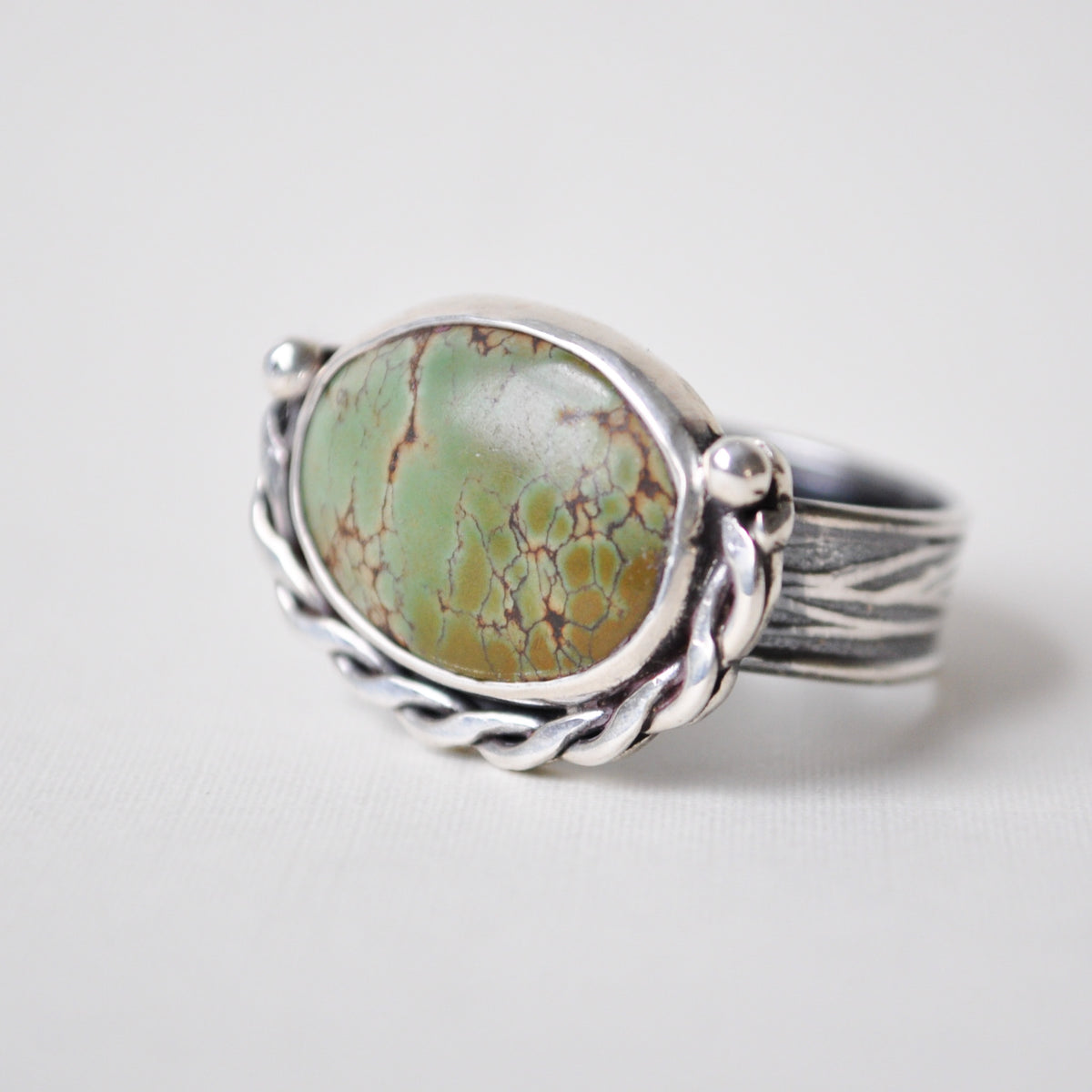 Turquoise Braid Ring—Size 8
