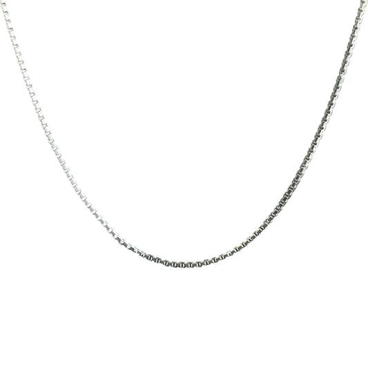 Silver chain necklace on a white background