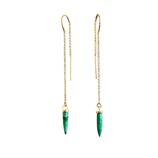 14k gold-filled or sterling silver threader earrings with various gemstone drops hanging at the bottom. 