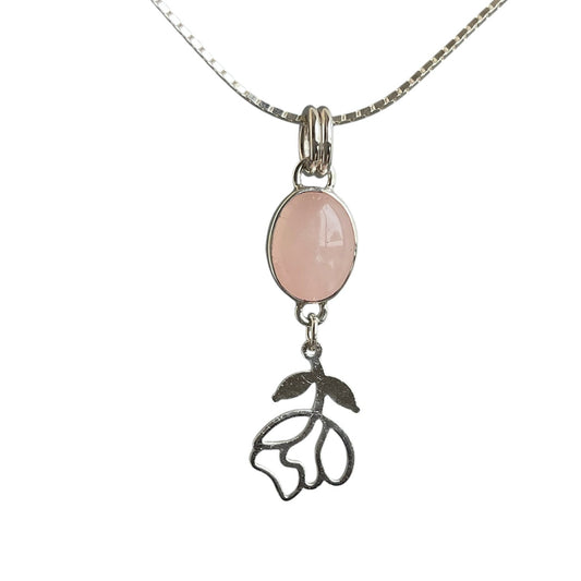 Peony Rose Quartz Drop Necklace