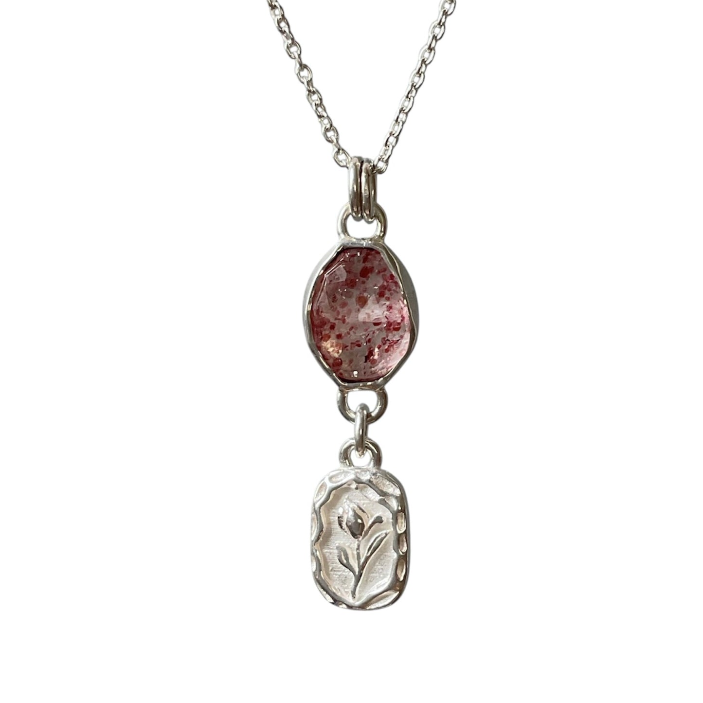 Strawberry Quartz Charm Necklace