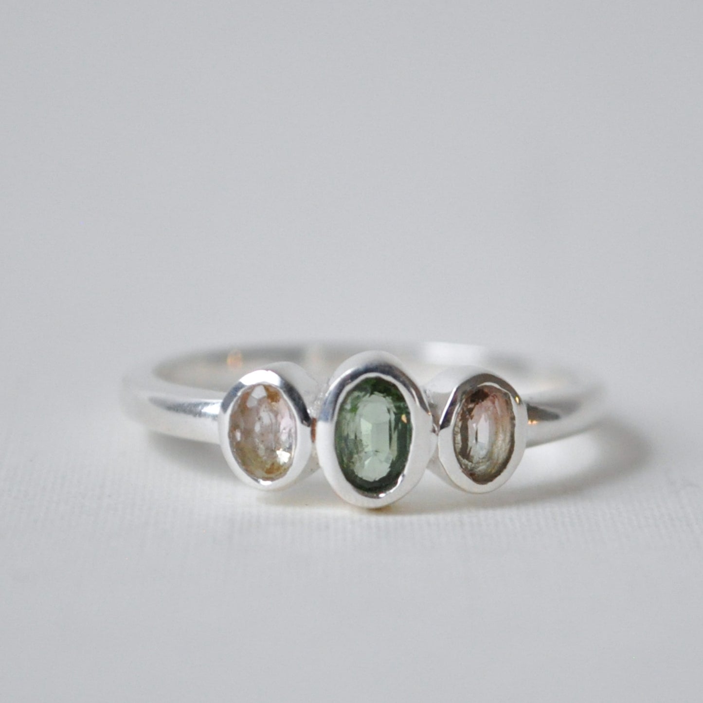 Watermelon Tourmaline Trinity Ring
