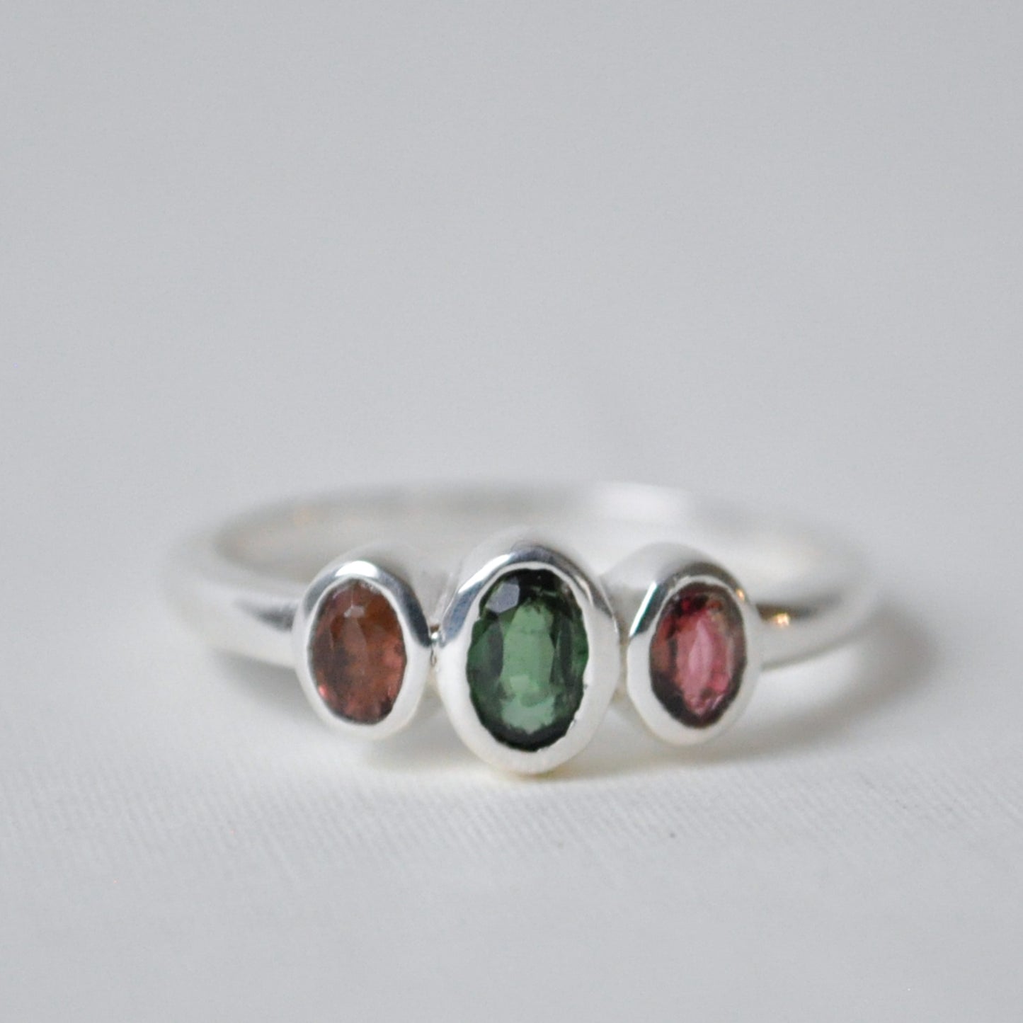 Watermelon Tourmaline Trinity Ring