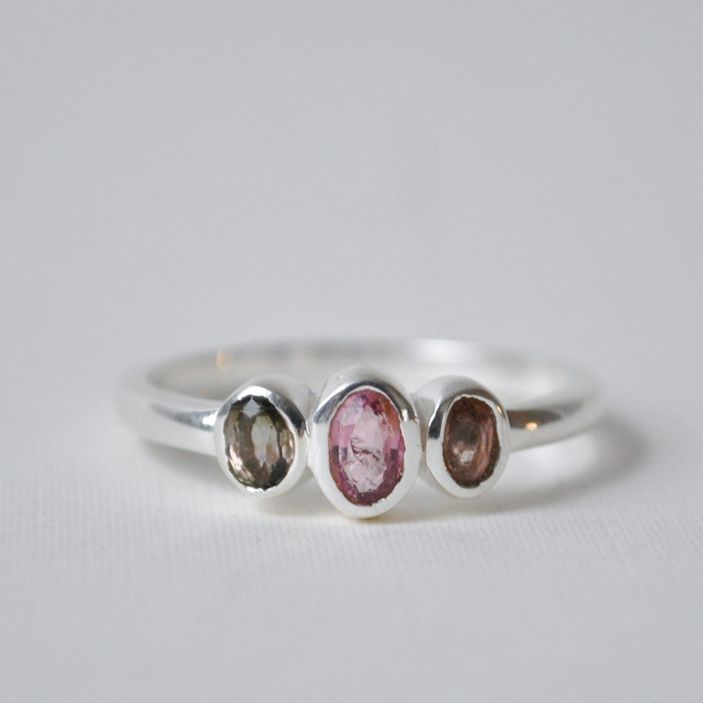 Watermelon Tourmaline Trinity Ring