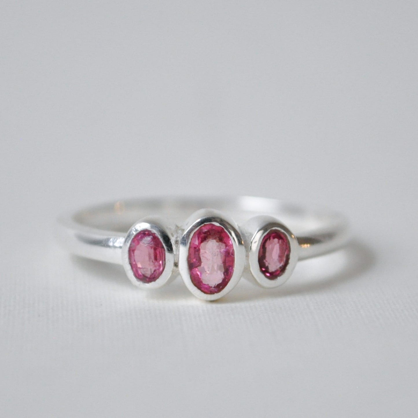 Watermelon Tourmaline Trinity Ring