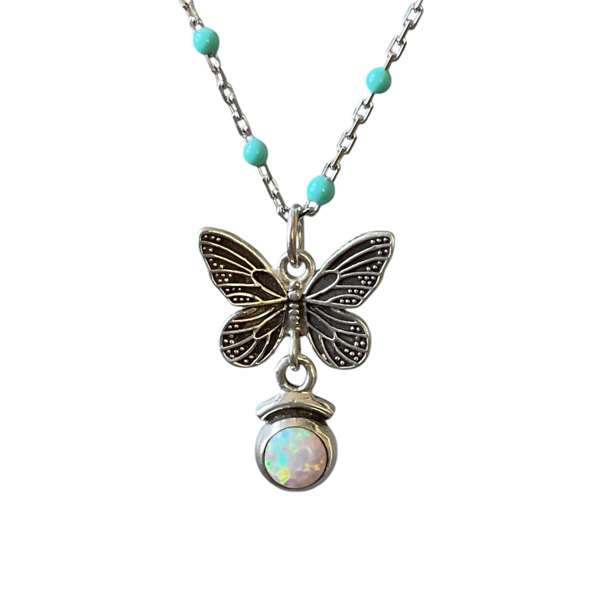 Butterfly and Opal Necklace