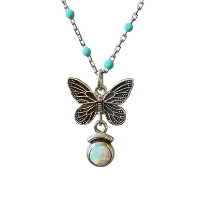 Butterfly and Opal Necklace