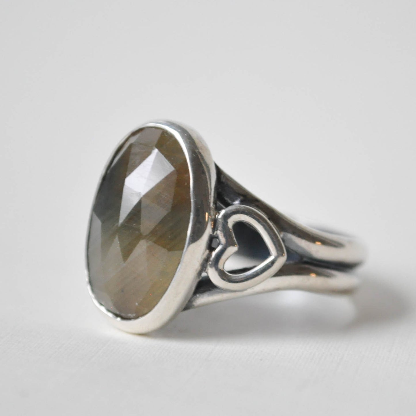 Parti-Sapphire Heart Ring—Size 9