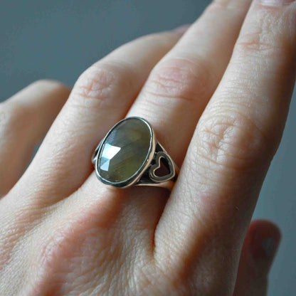 Parti-Sapphire Heart Ring—Size 9