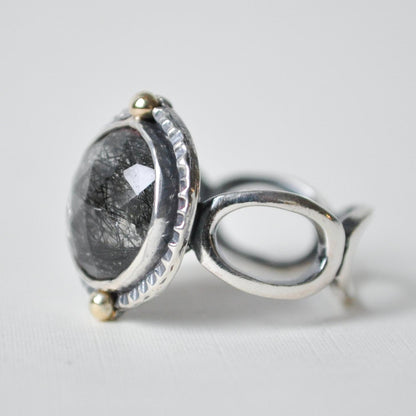 Tourmalated Quartz Open Link Ring—Size 7.5