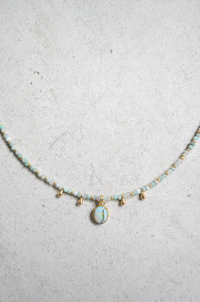 Sterling Opal and Larimar Necklace
