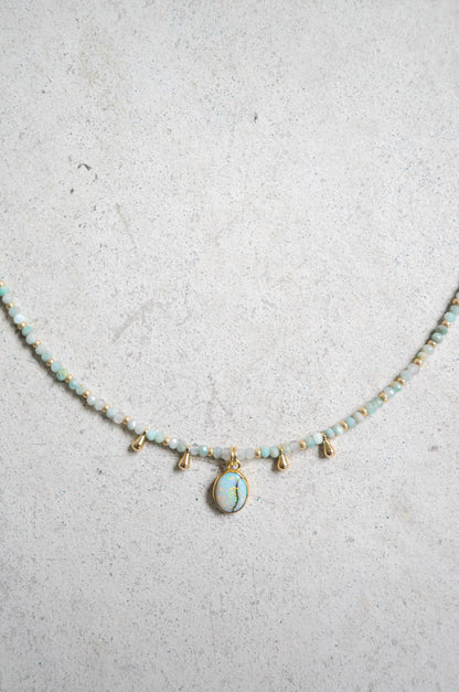 Sterling Opal and Larimar Necklace