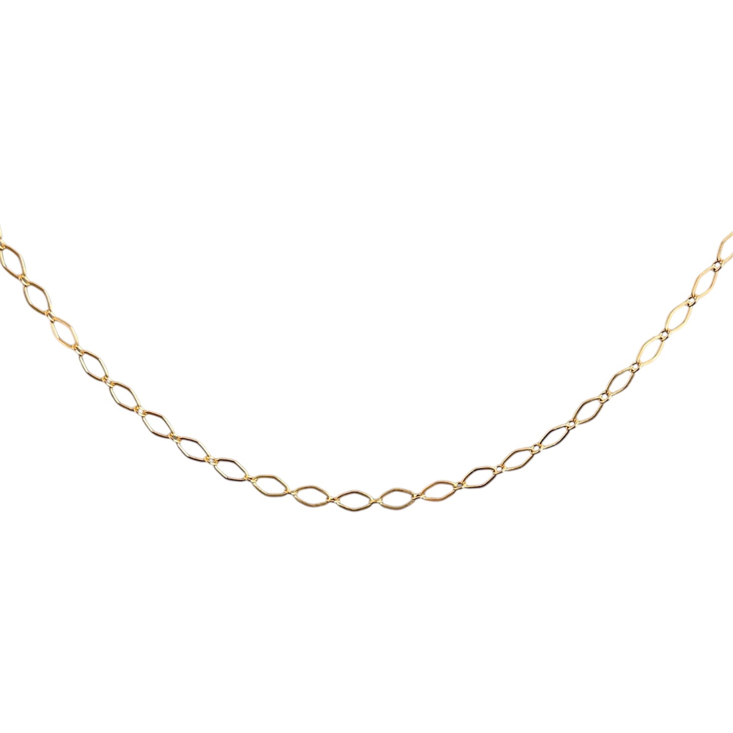 Gold chain necklace on a white background