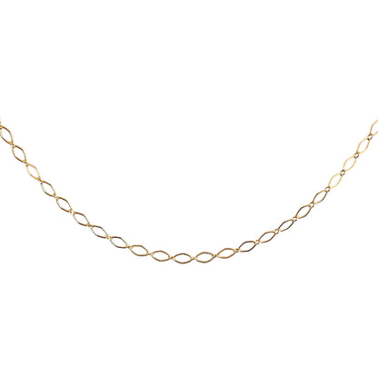 Gold chain necklace on a white background