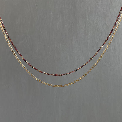 Garnet Gemstone and Chain Necklace