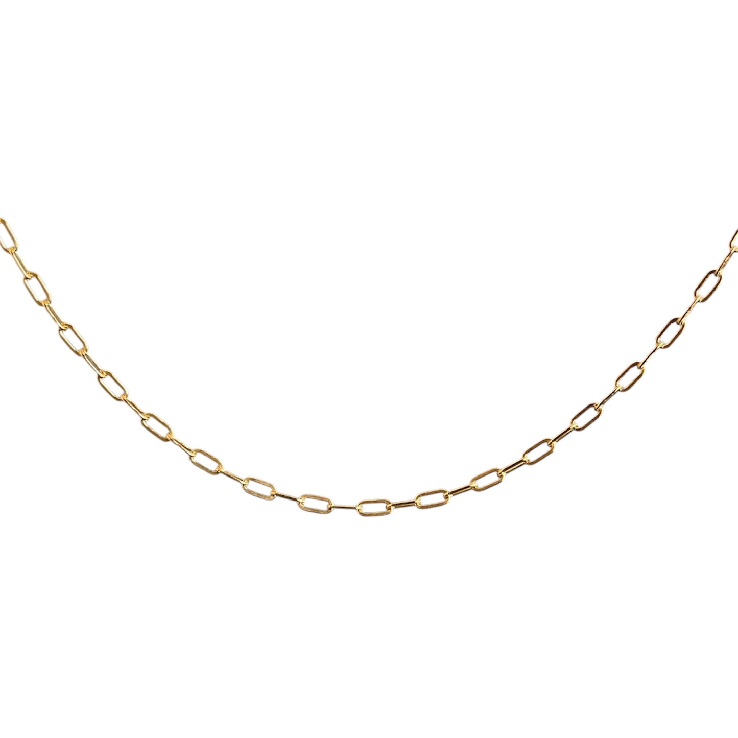 Gold chain necklace on a white background