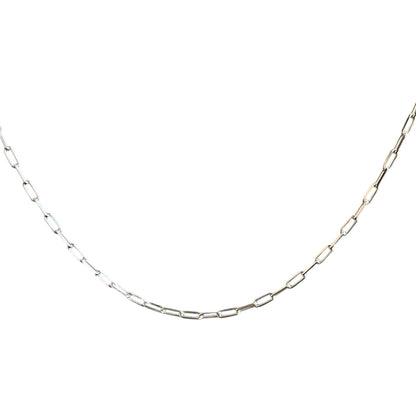 Silver chain necklace on a white background