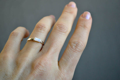 Moonstone Baguette Stacking Ring
