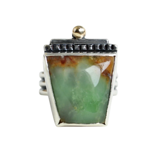 Chrysoprase Trapezoid Ring—Size 8