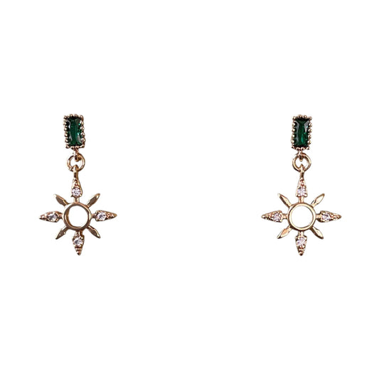 Emerald Sunburst Post Earrings