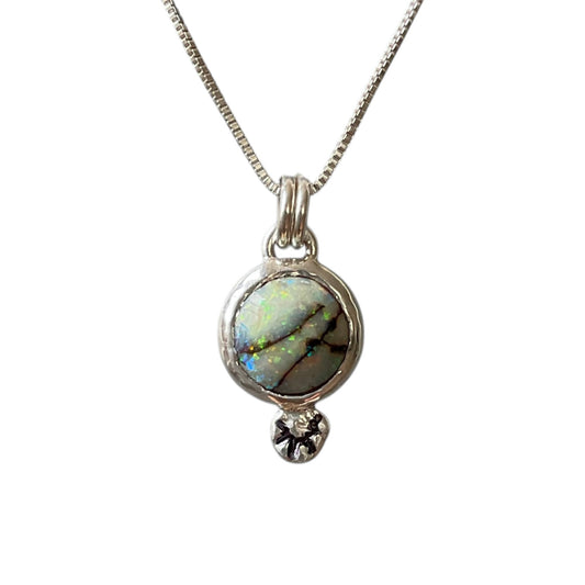 Sterling Opal Drop Necklace
