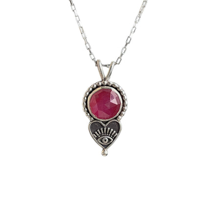 Ruby Heart Eye Necklace