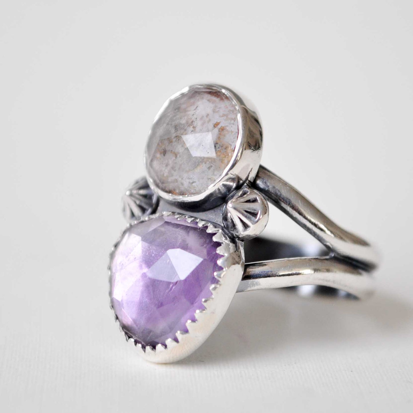 Amethyst and Herkimer Ring—Size 9