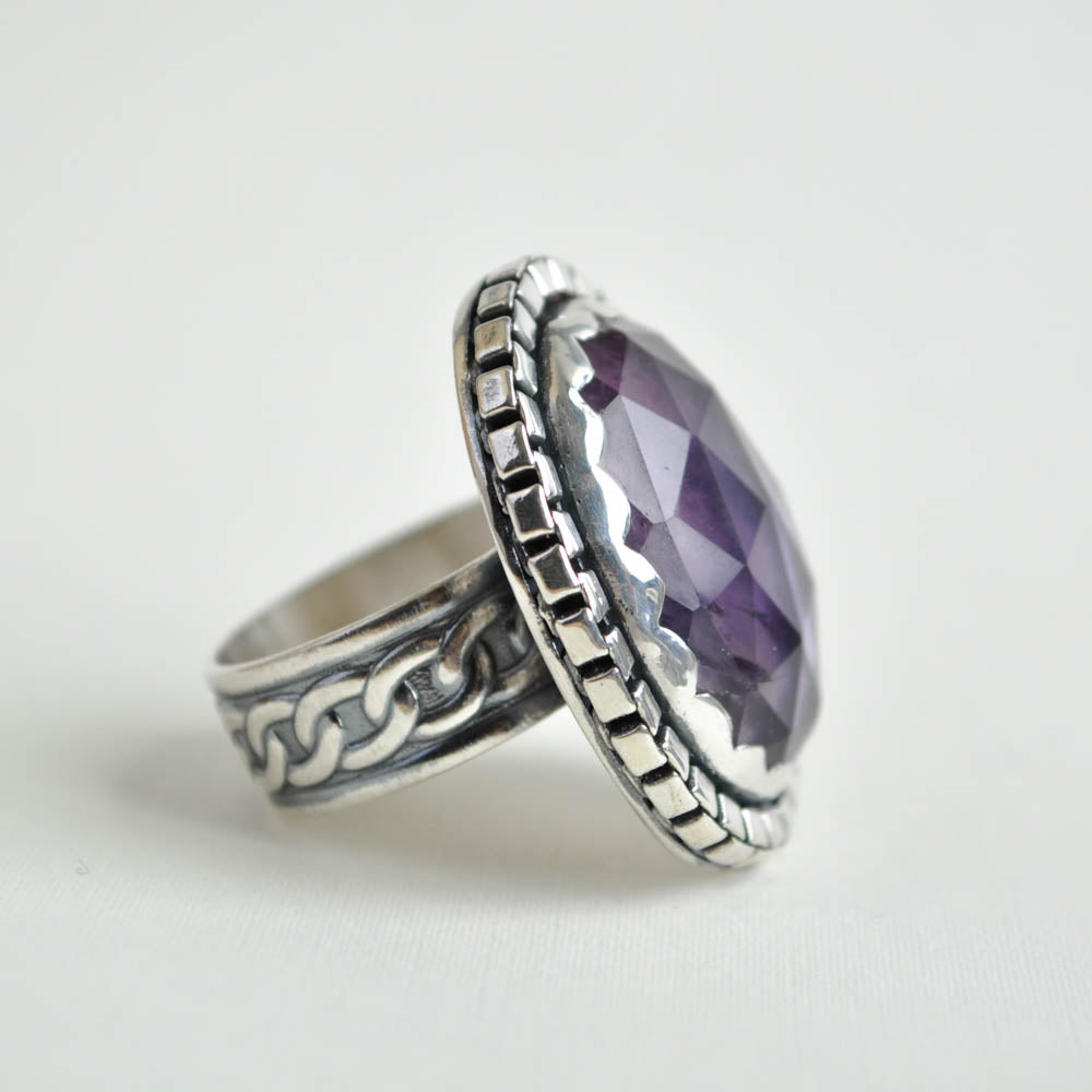 Ametrine Box Chain Ring —Size 7