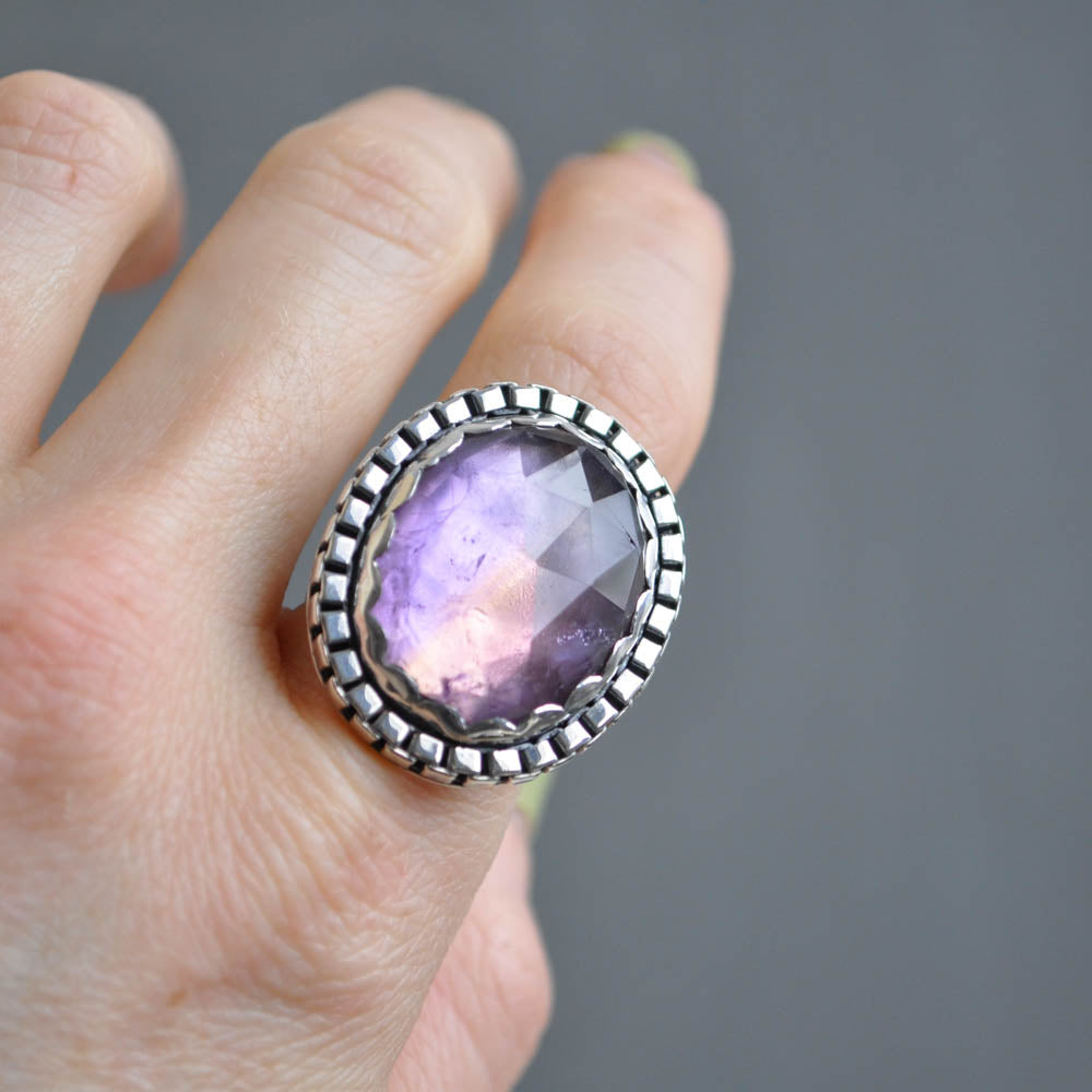 Ametrine Box Chain Ring —Size 7