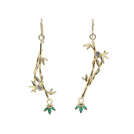 Shiny bamboo green trillium drops on 14k gold-filled ear wires.