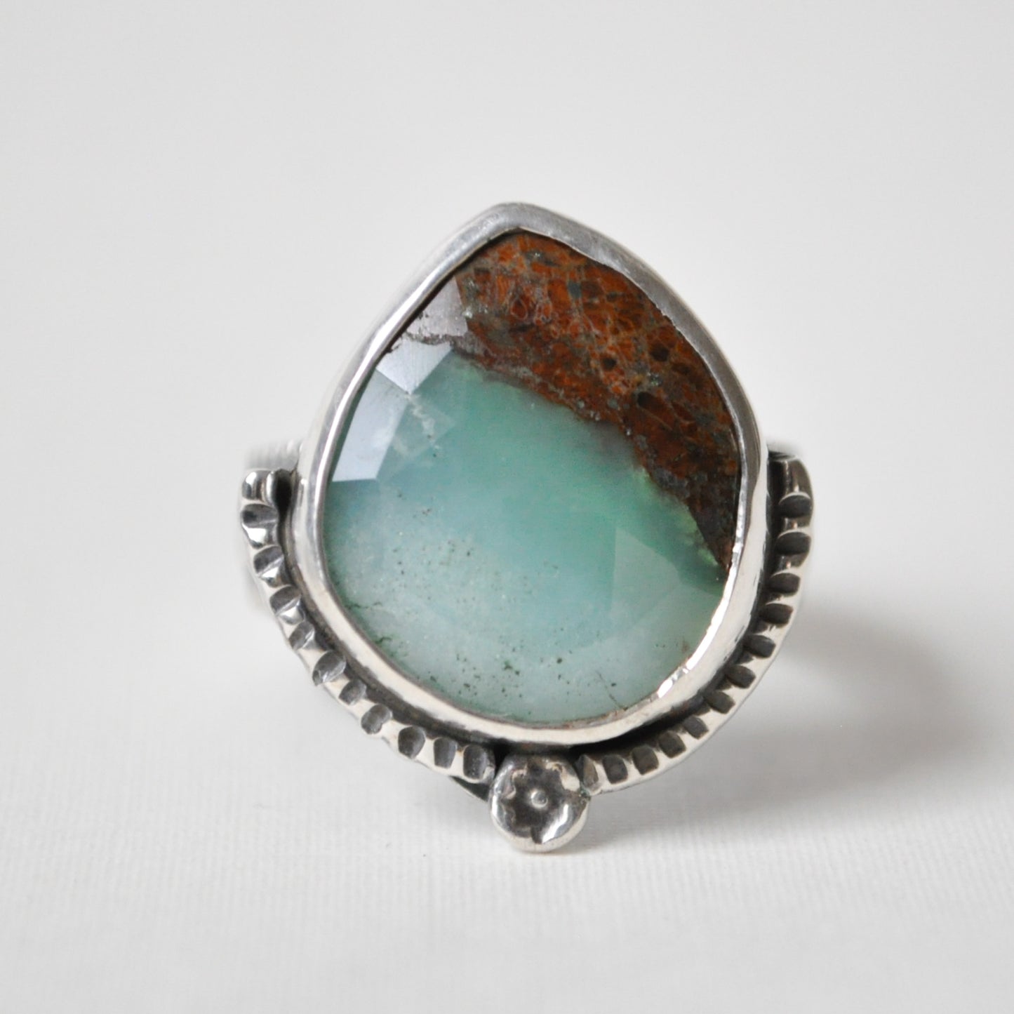 Chrysoprase Mountainside Ring—Size 7