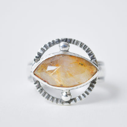 Golden Hour Rutilated Eye Quartz Ring—Size 8.5