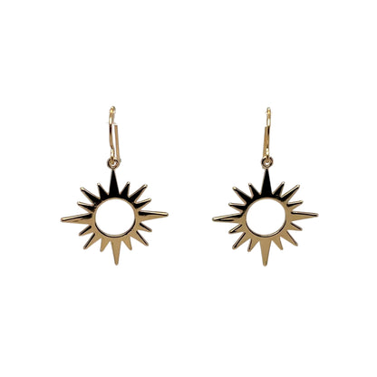 Gleaming open star sun drops on 14k gold-filled ear wires.
