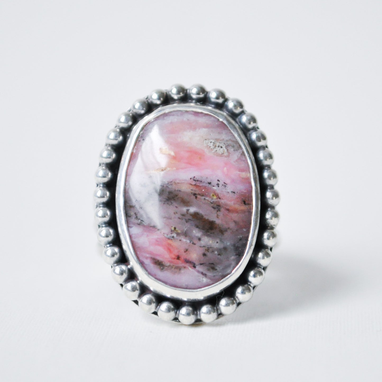 Pink Opal Landscape Ring—Size 5.5