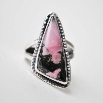 Rhodonite Triangle Ring—Size 9