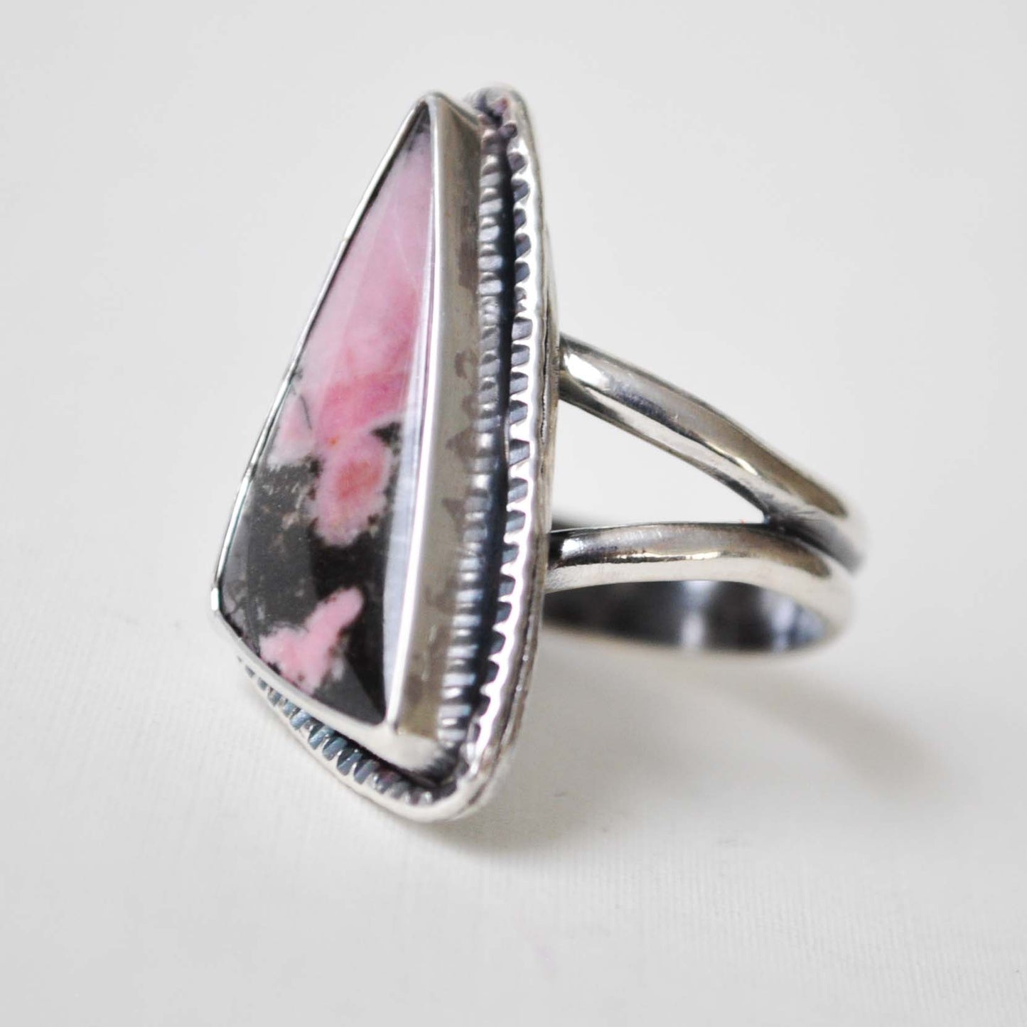 Rhodonite Triangle Ring—Size 9