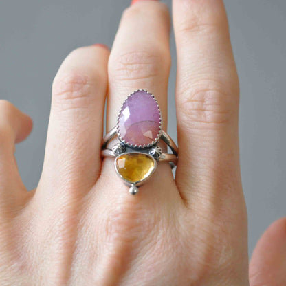 Ruby and Citrine Ring—Size 9.5