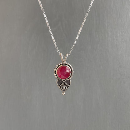 Ruby Heart Eye Necklace
