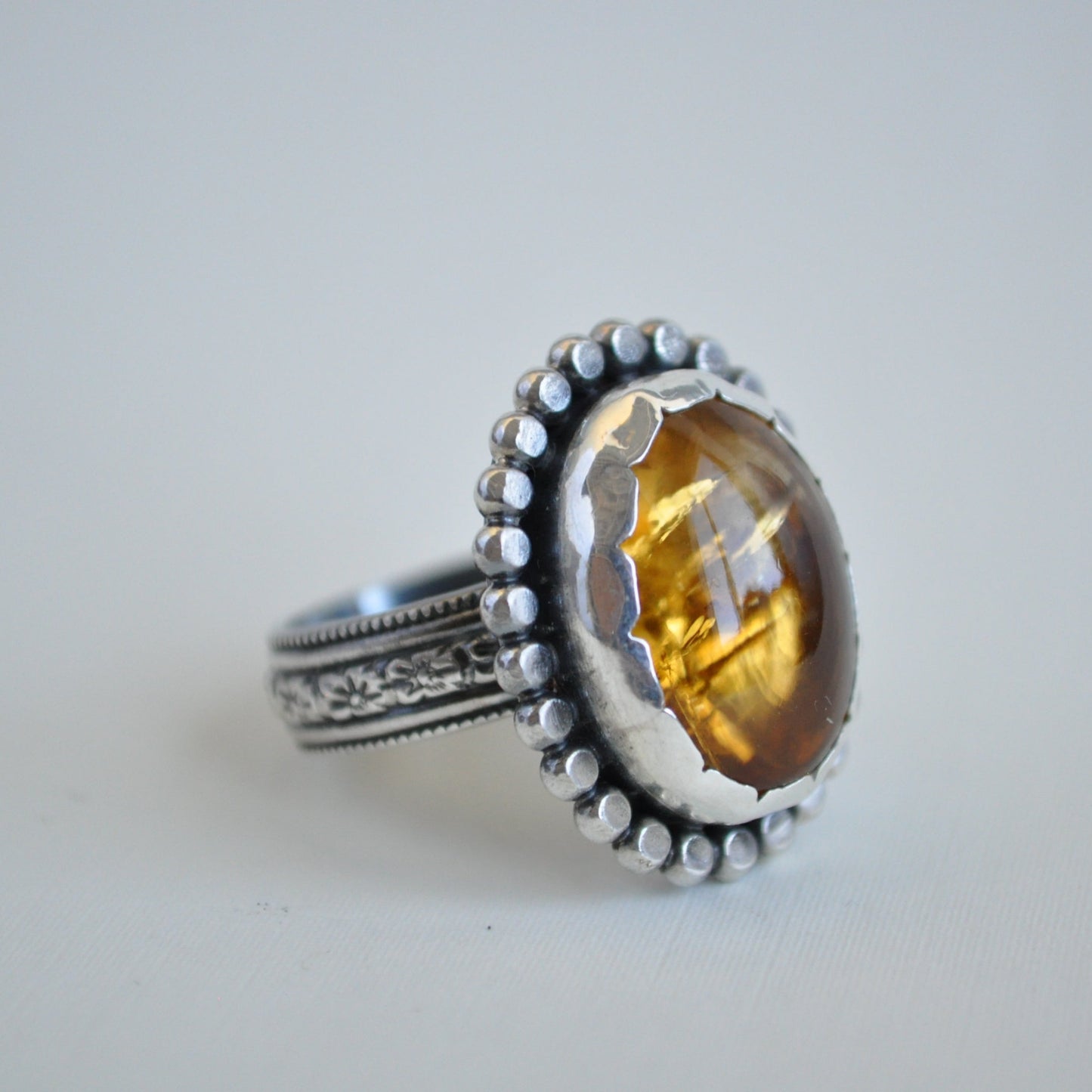 Sunflower Citrine Ring—Size 8