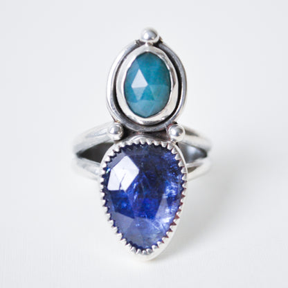 Tanzanite and Amazonite Ring—Size 7.5