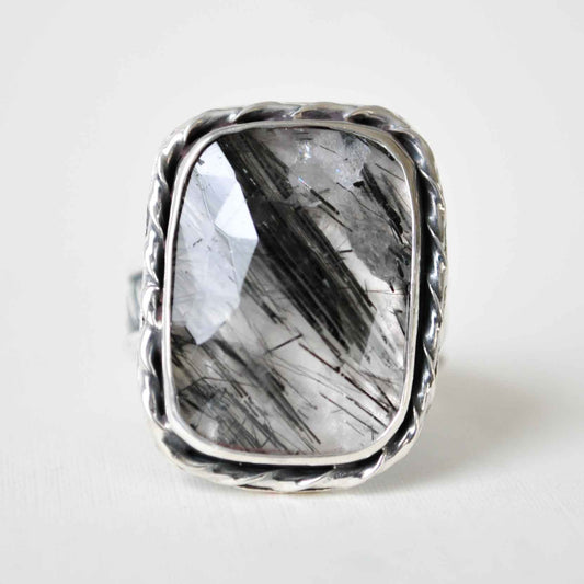 Tourmalated Quartz Ring—Size 8
