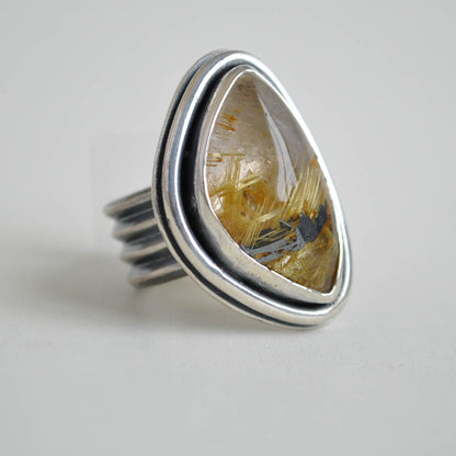 Rutilated Quartz Ring—Size 7
