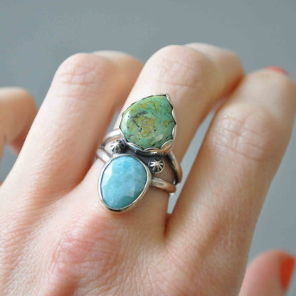 Turquiose and Larimar Ring—Size 7.5